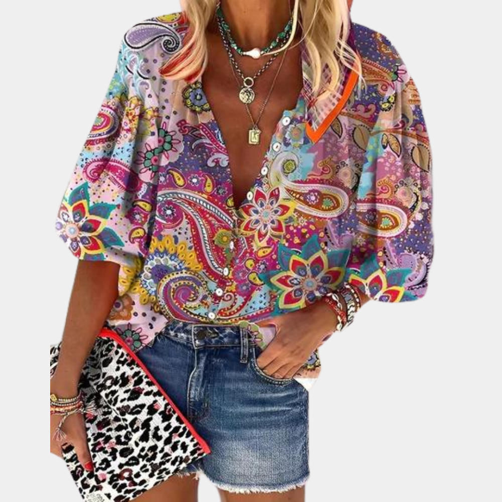 Judy | Blouse Bohème avec Motifs Abstraits Audacieux pour Femme