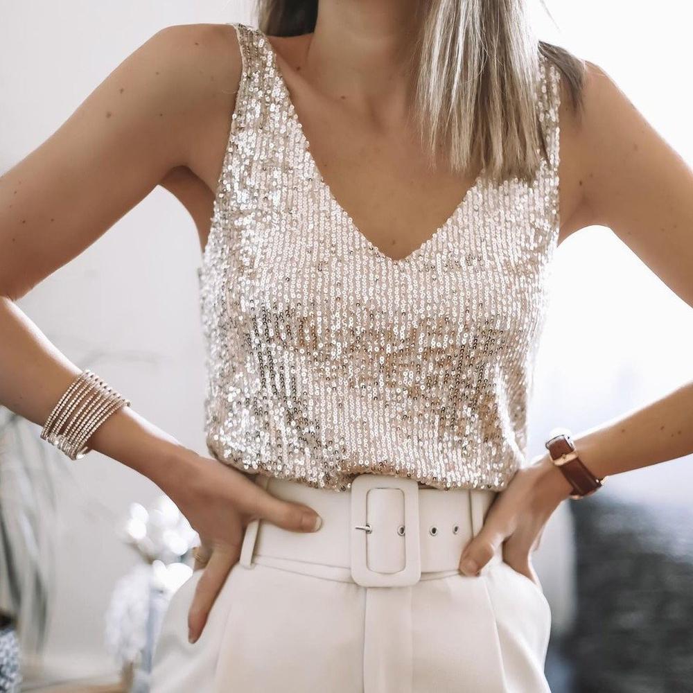 Zia | Haut Pailleté avec Éclat Chic pour Femme