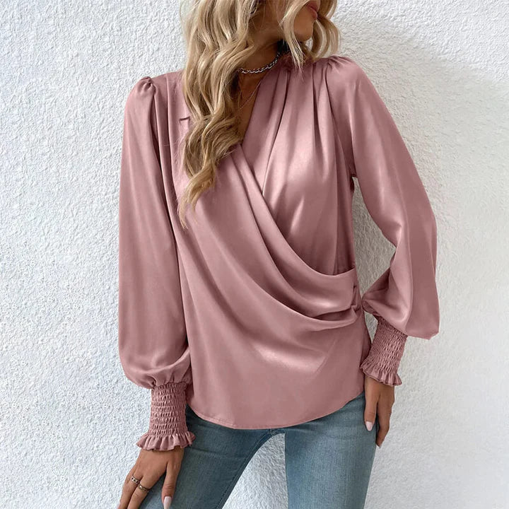 Zendaya | Blouse élégante à manches lanternes et décolleté en V pour femmes