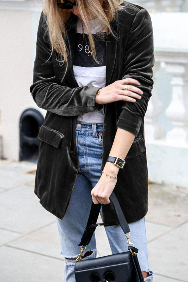 Burgundy | Blazer en velours style rue