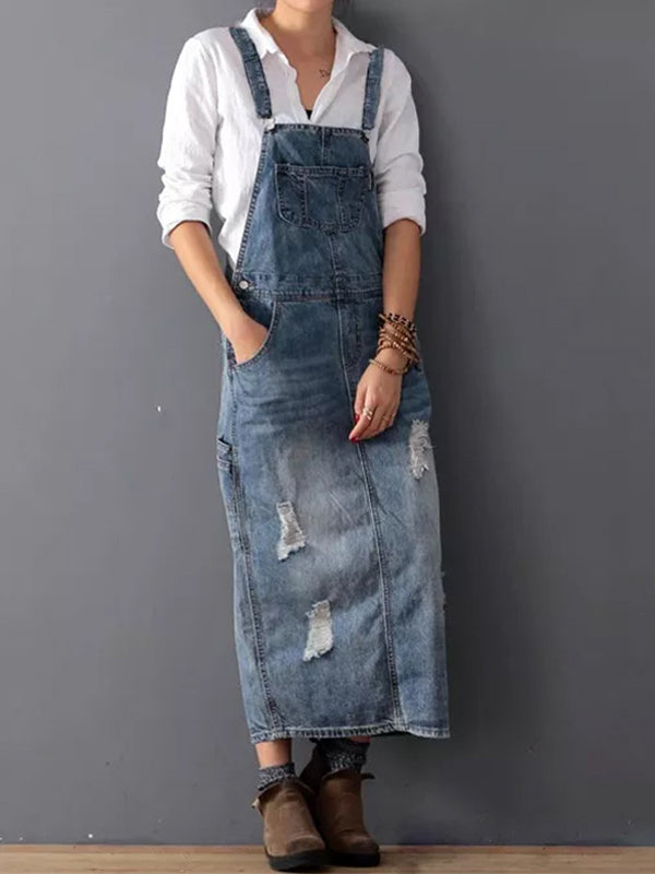 Isela | Robe Vintage Déchirée à Bretelles Spaghetti pour Femme