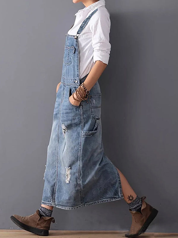 Isela | Robe Vintage Déchirée à Bretelles Spaghetti pour Femme