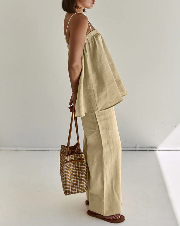 Zeina | Ensemble d'été décontracté beige pour femmes