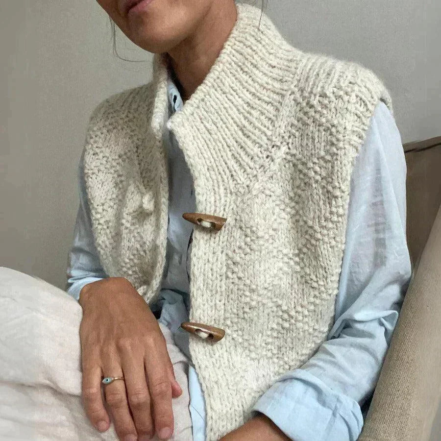 Theresa | Gilet tricoté en beige doux pour femme