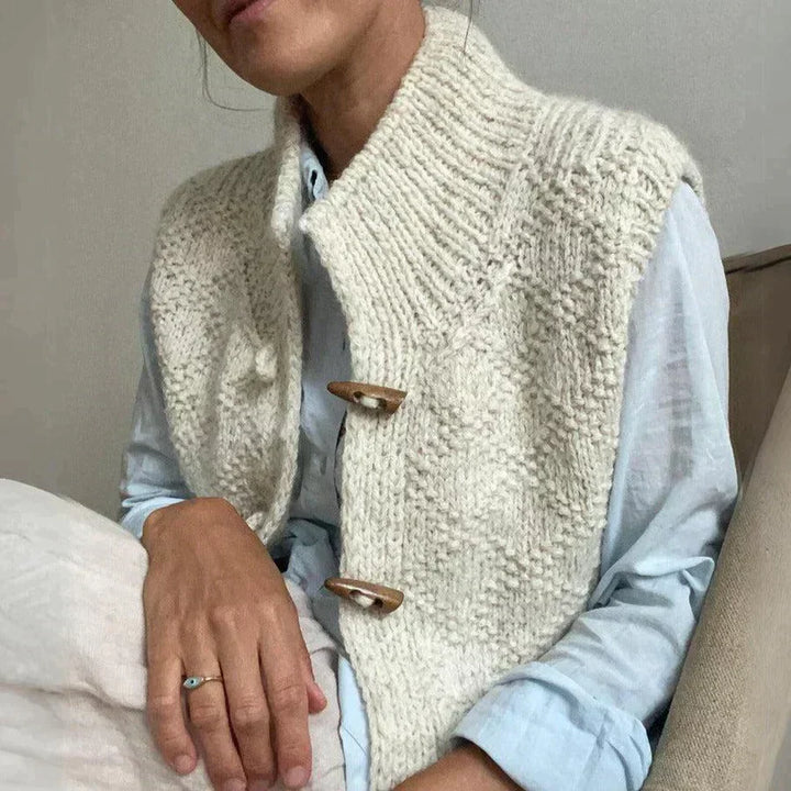 Theresa | Gilet tricoté en beige doux pour femme