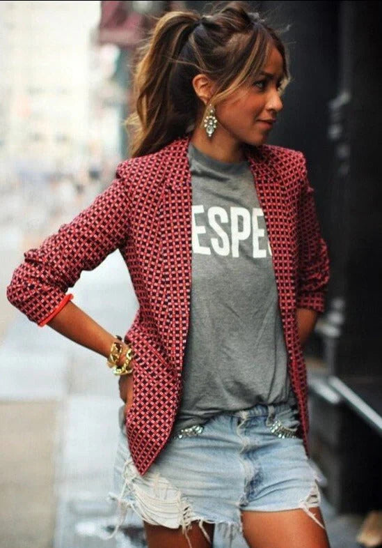 Pia | Blazer imprimé avec col à revers pour femme