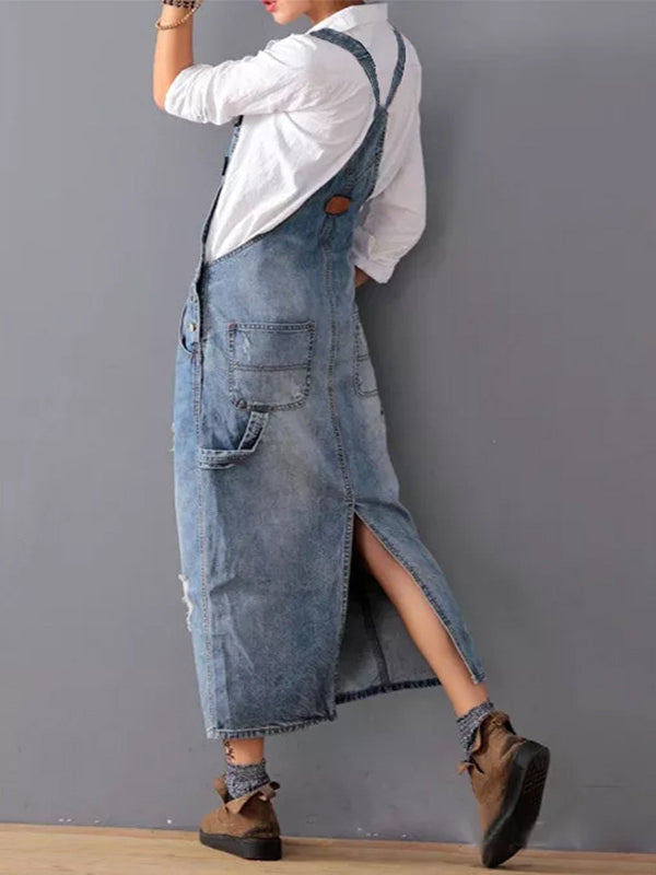 Isela | Robe Vintage Déchirée à Bretelles Spaghetti pour Femme