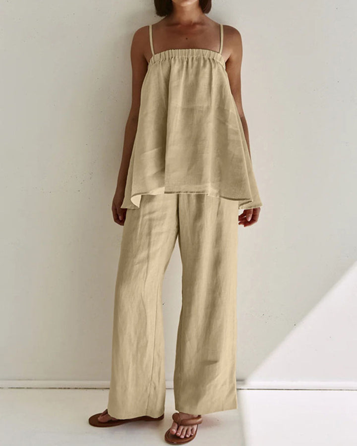 Zeina | Ensemble d'été décontracté beige pour femmes