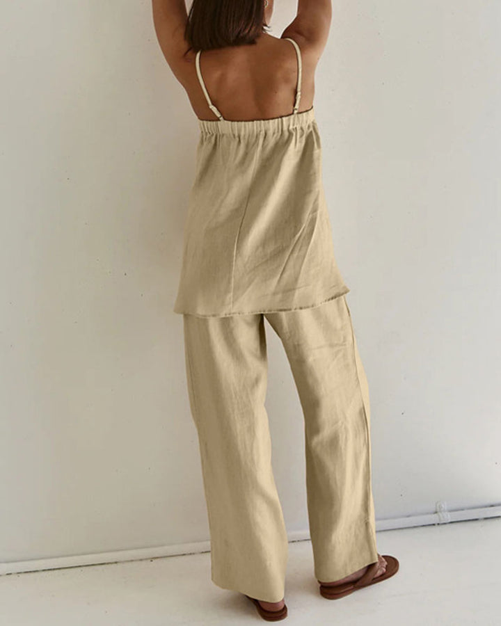 Zeina | Ensemble d'été décontracté beige pour femmes