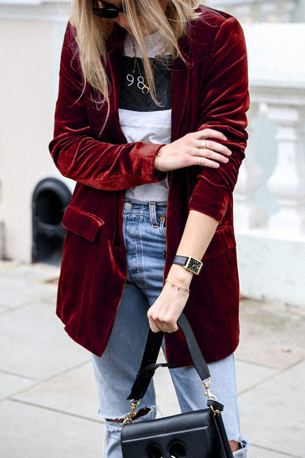 Navya | Blazer en velours au style urbain pour femme