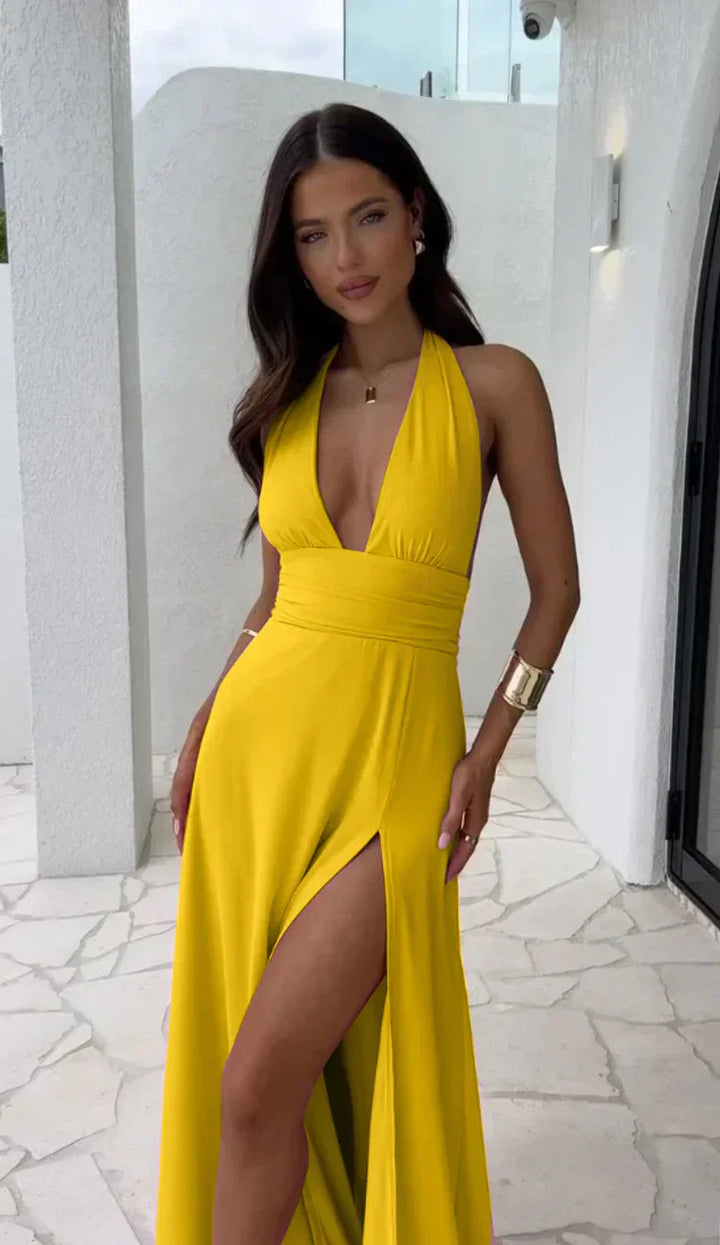 Keziah | Robe Maxi Halter en Chiffon Élégante pour Femmes