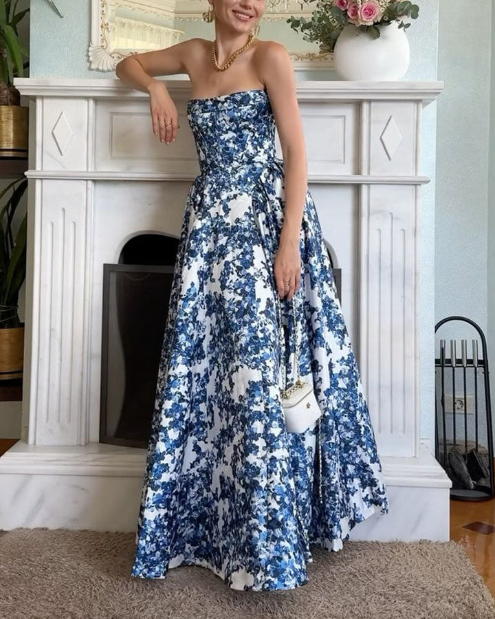 Maricela | Robe de Bal Fleurie Sans Bretelles pour Femme