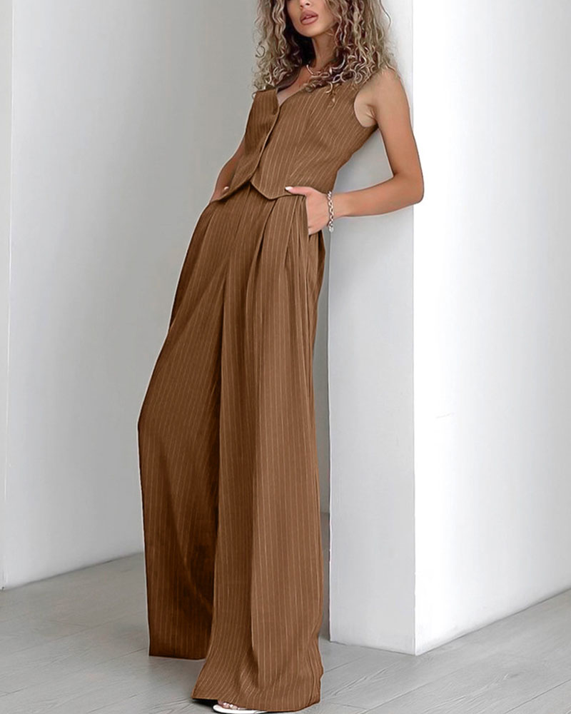 Maite | Ensemble Élégant Gilet Rayé et Pantalon pour Femme