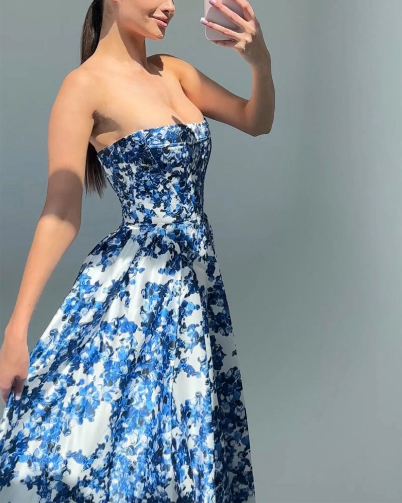 Maricela | Robe de Bal Fleurie Sans Bretelles pour Femme
