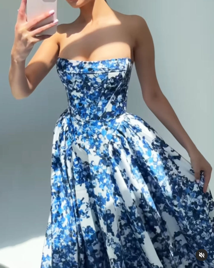 Maricela | Robe de Bal Fleurie Sans Bretelles pour Femme
