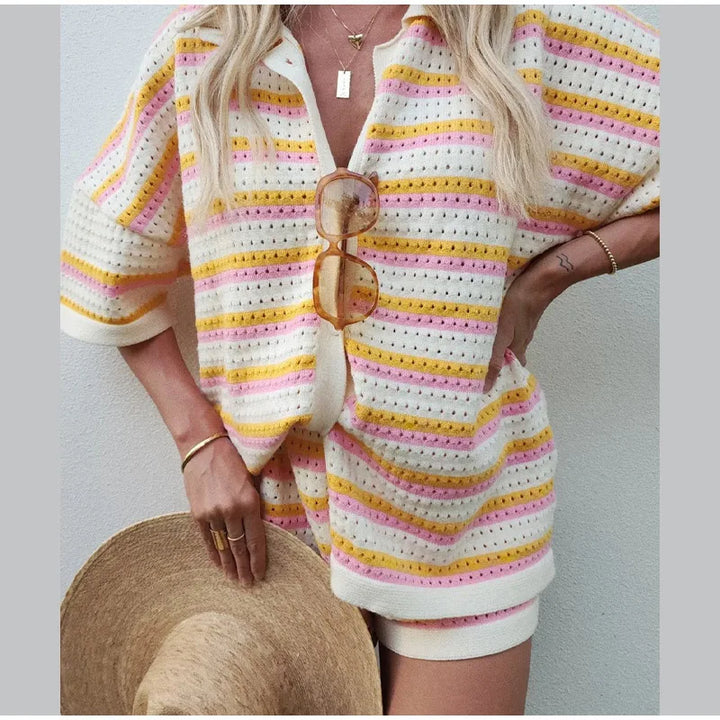 Austyn | Ensemble en tricot rayé avec confort douillet pour femmes