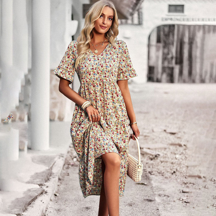 Dasha | Robe Midi Bohème à Fleurs pour Femmes