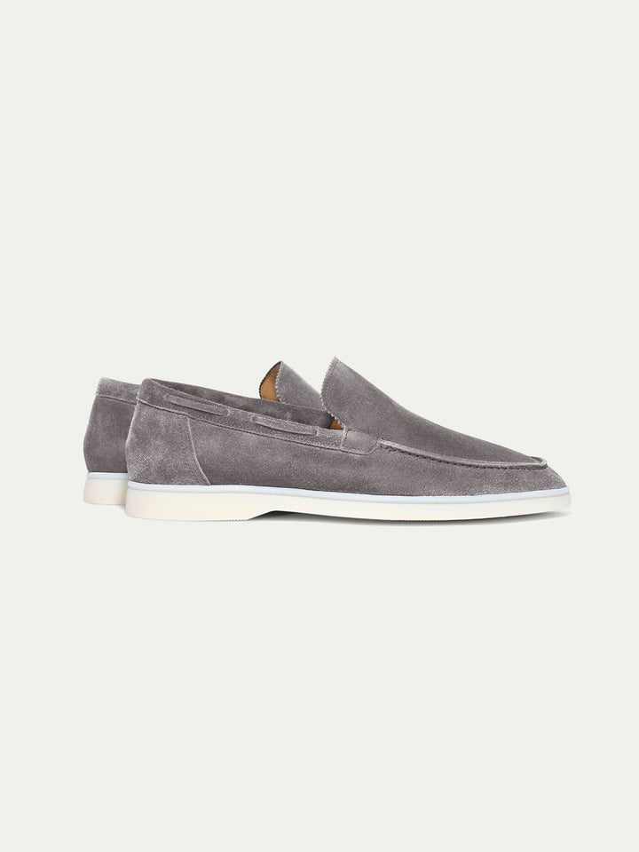 Mocassins de yacht en daim gris, légers et sans lacets pour hommes