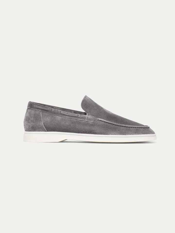 Mocassins de yacht en daim gris, légers et sans lacets pour hommes