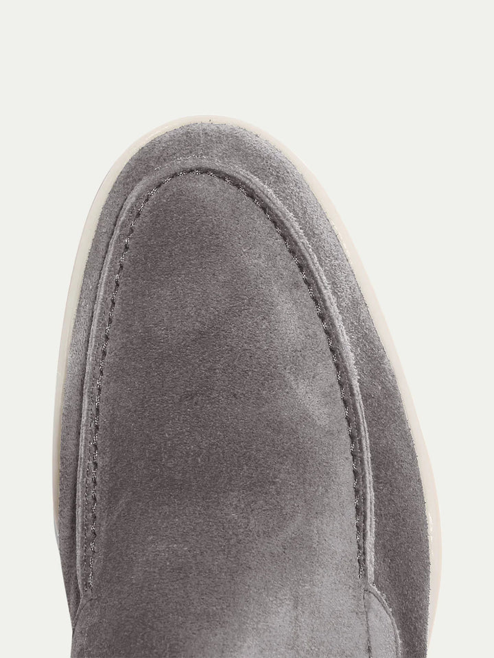 Mocassins de yacht en daim gris, légers et sans lacets pour hommes