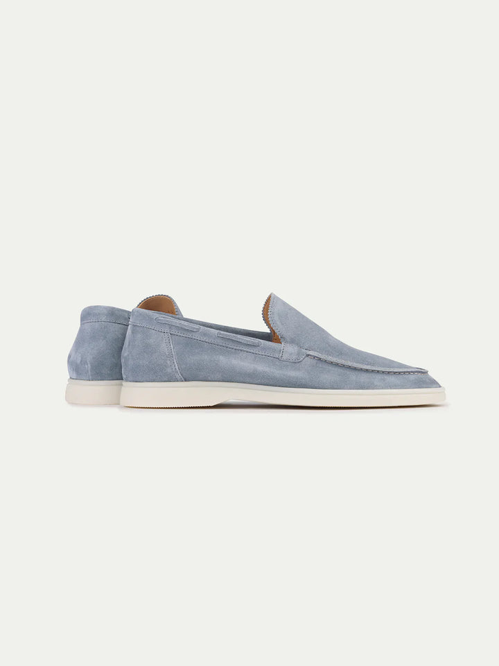 Mocassins en daim bleu clair sans lacets pour homme