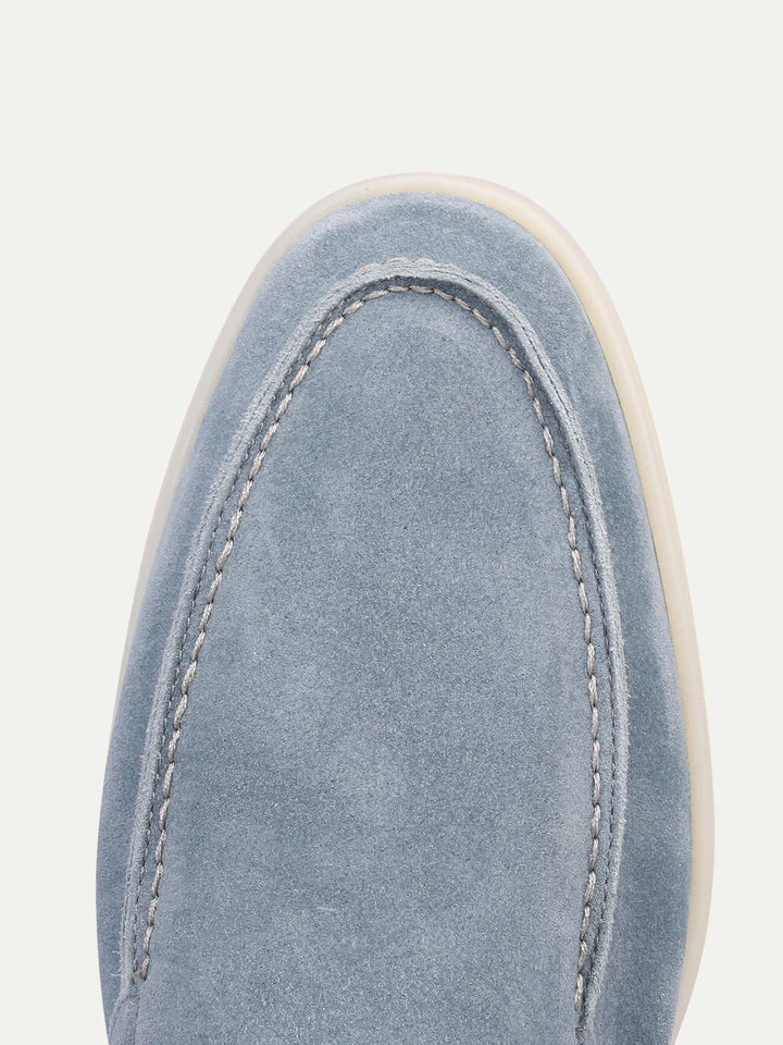 Mocassins en daim bleu clair sans lacets pour homme