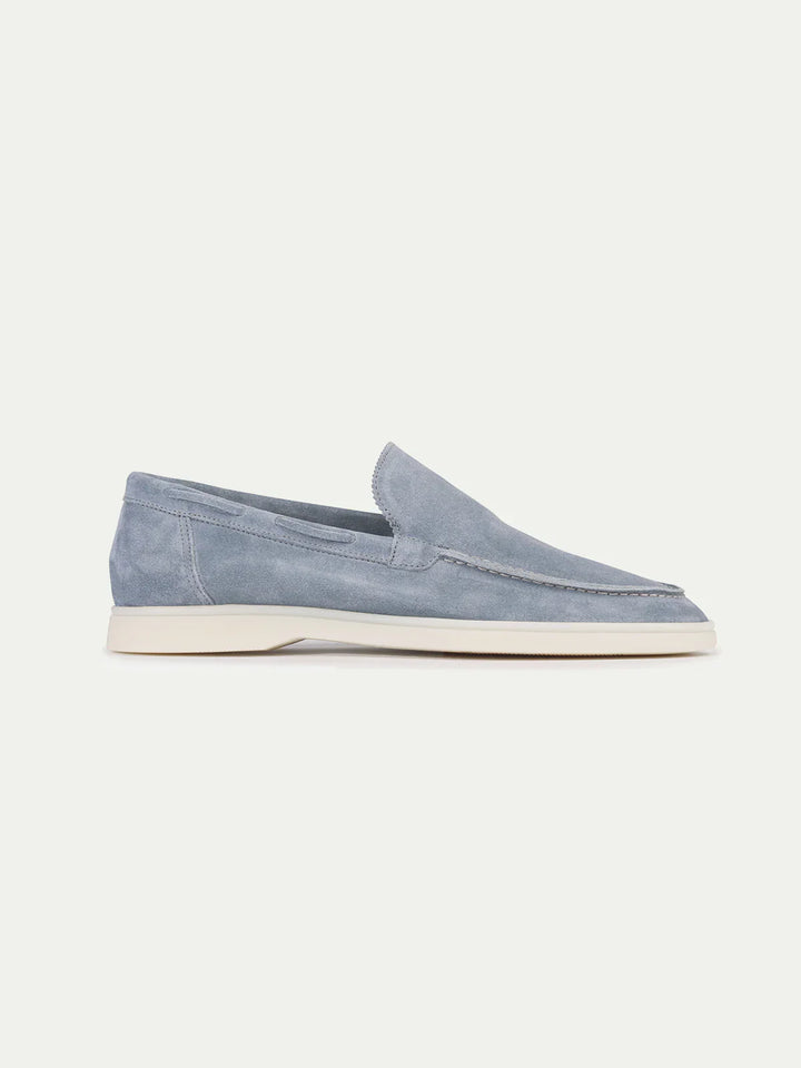 Mocassins en daim bleu clair sans lacets pour homme