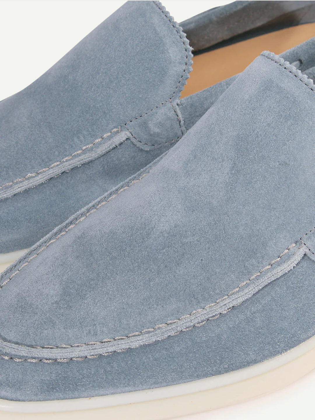 Mocassins en daim bleu clair sans lacets pour homme
