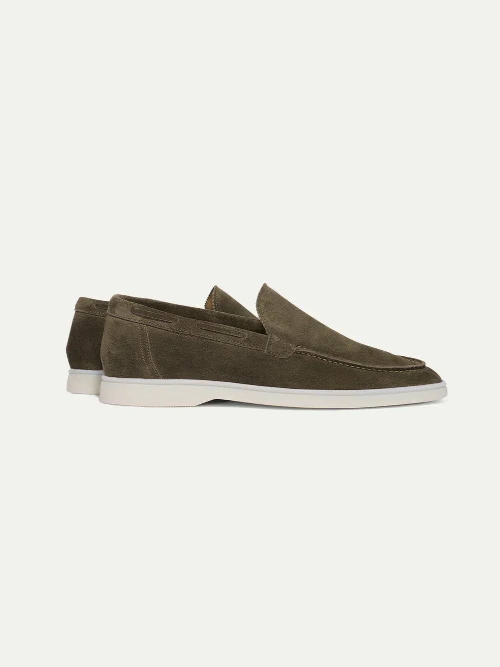 Mocassins en daim vert olive avec design à enfiler pour homme