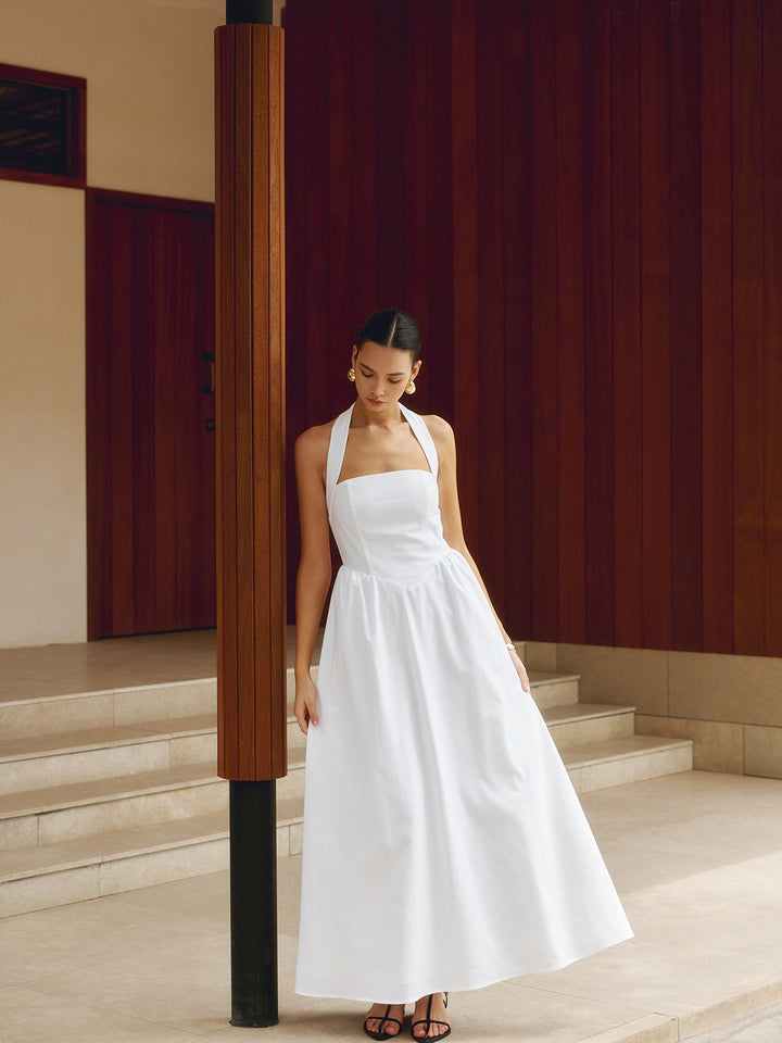 Jackie | Robe maxi évasée à col halter pour femmes
