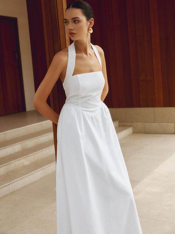 Jackie | Robe maxi évasée à col halter pour femmes
