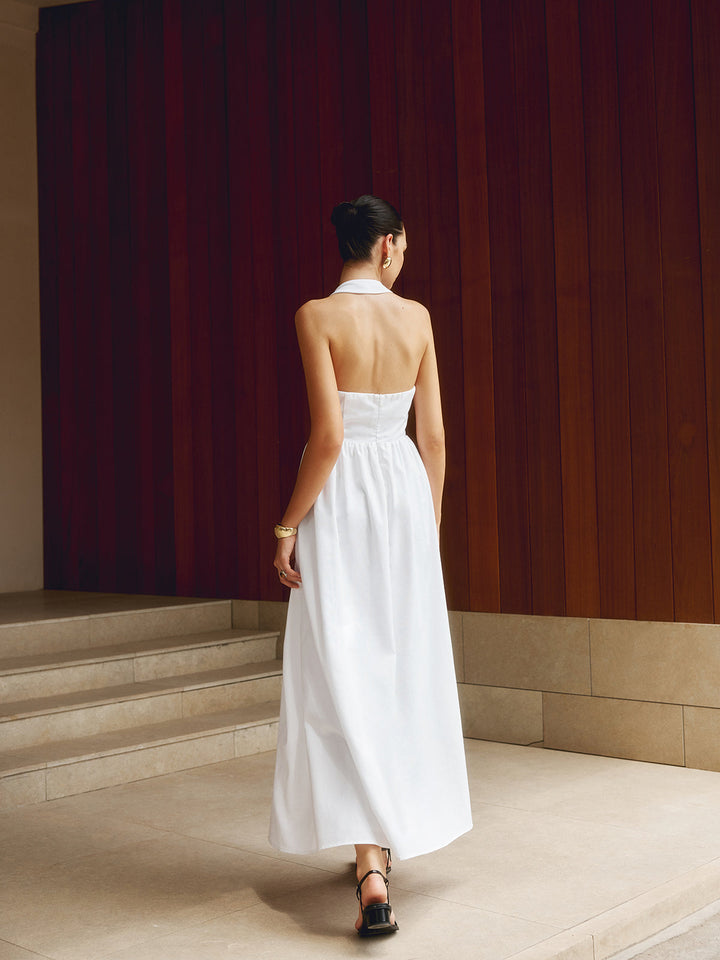 Jackie | Robe maxi évasée à col halter pour femmes