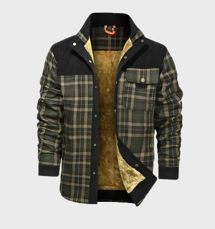 Shaun | Veste en flanelle à carreaux chaude avec col montant pour hommes
