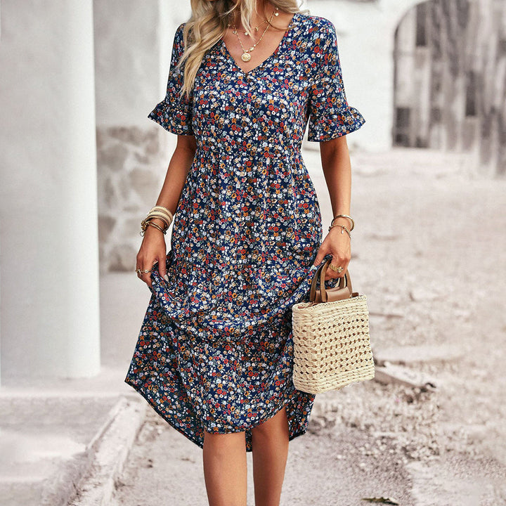 Dasha | Robe Midi Bohème à Fleurs pour Femmes