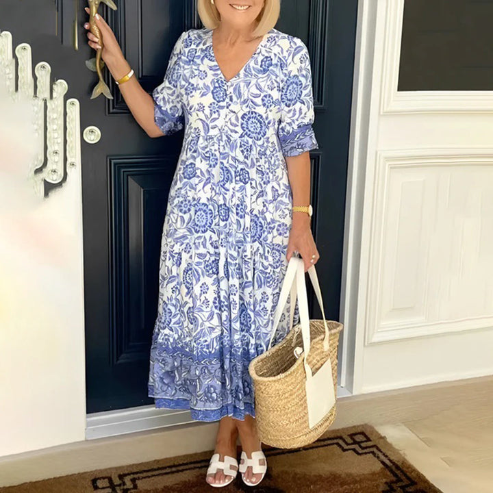 Kaylynn | Robe Midi à Imprimé Floral avec une Coupe Élégante pour Femmes