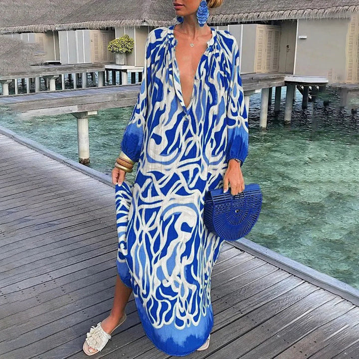 Gisele | Robe Kaftan Bohème de Plage en Chiffon Fluide pour Femme
