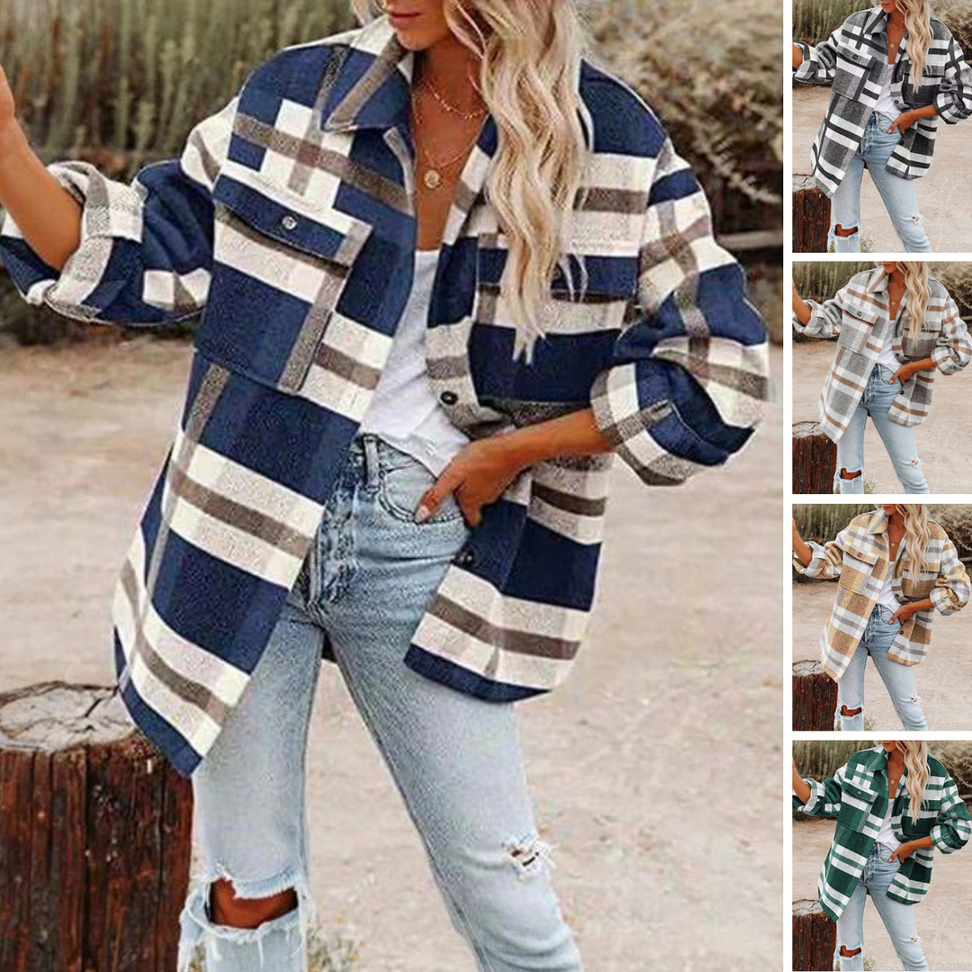 Hilde | Veste à carreaux à coupe classique en grande taille pour femme