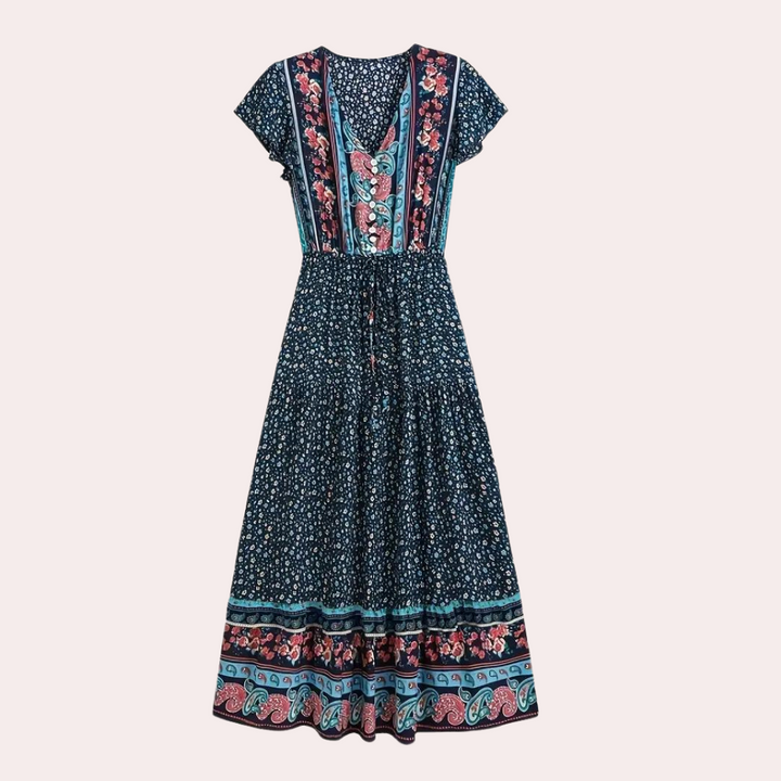 Lindsay | Robe Bohème à Élégance Florale pour Femme