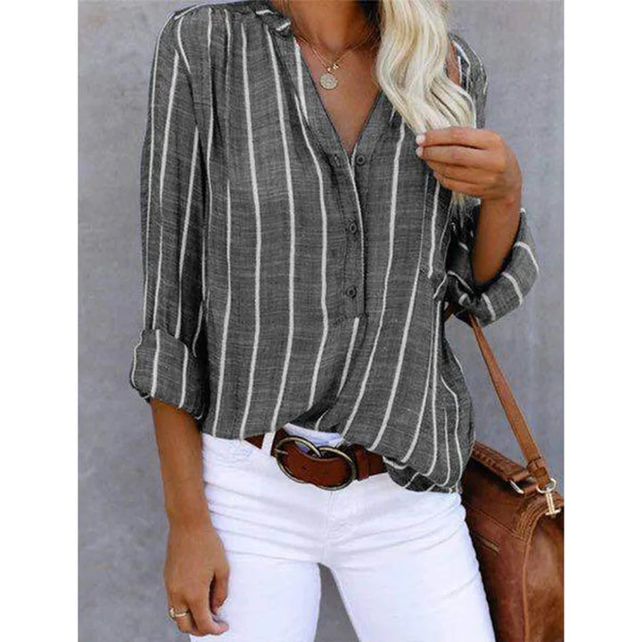 Heidy | Blouse Rayée Décontractée en Bleu et Blanc pour Femme