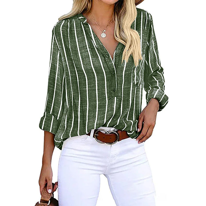 Heidy | Blouse Rayée Décontractée en Bleu et Blanc pour Femme