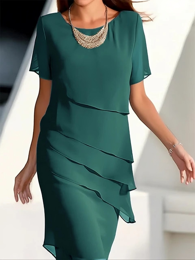 Kaylani | Élégante robe midi à manches courtes pour femme