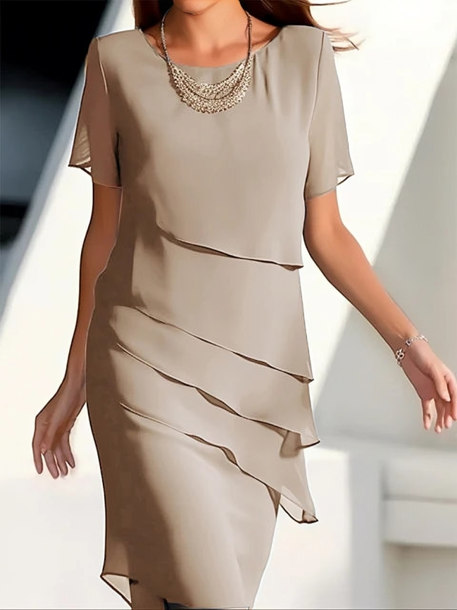 Kaylani | Élégante robe midi à manches courtes pour femme
