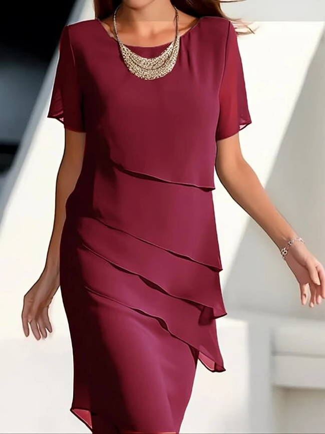 Kaylani | Élégante robe midi à manches courtes pour femme