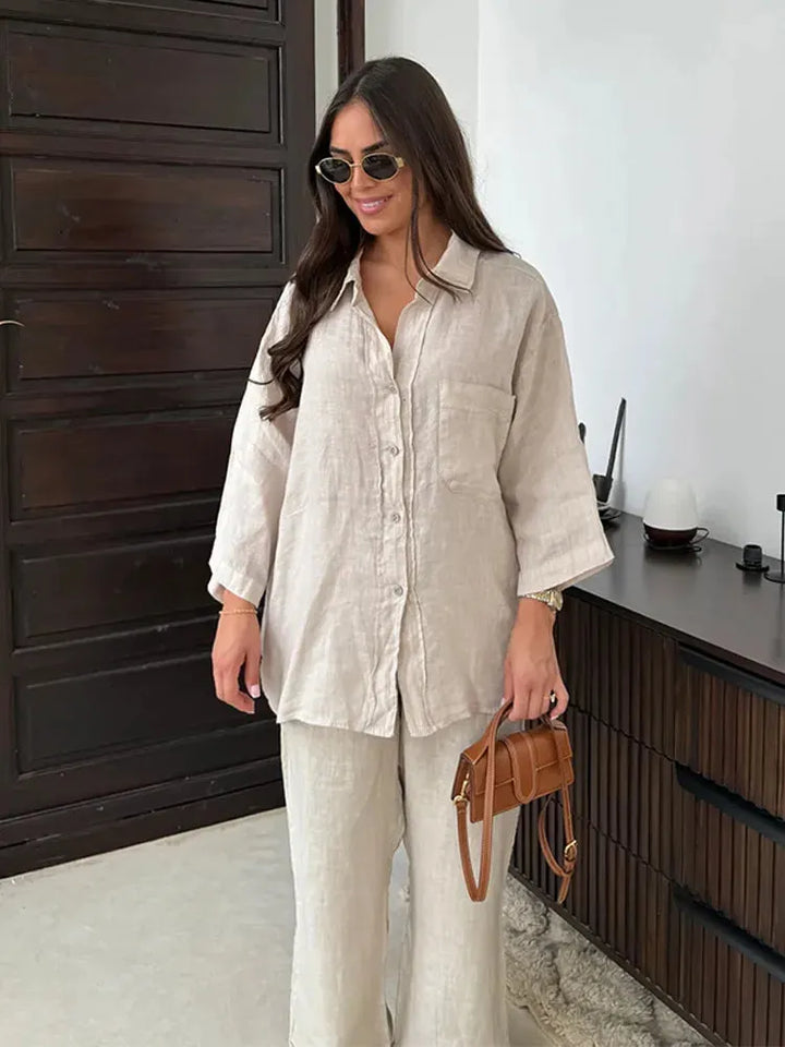 Aavya | Ensemble en lin décontracté avec un design confortable et léger pour femmes