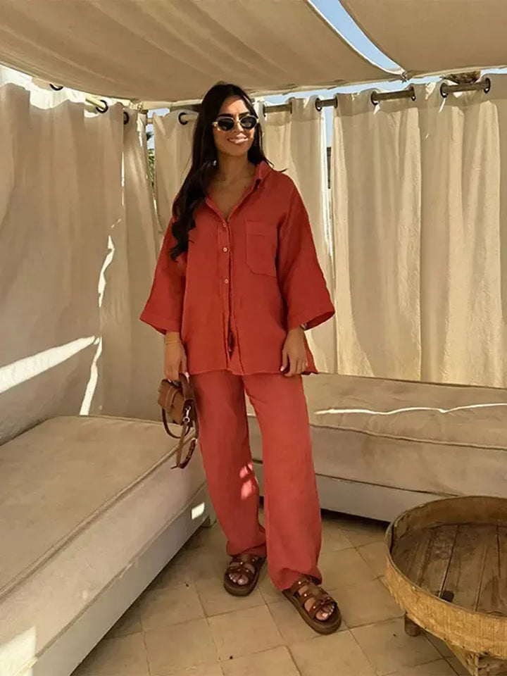 Aavya | Ensemble en lin décontracté avec un design confortable et léger pour femmes