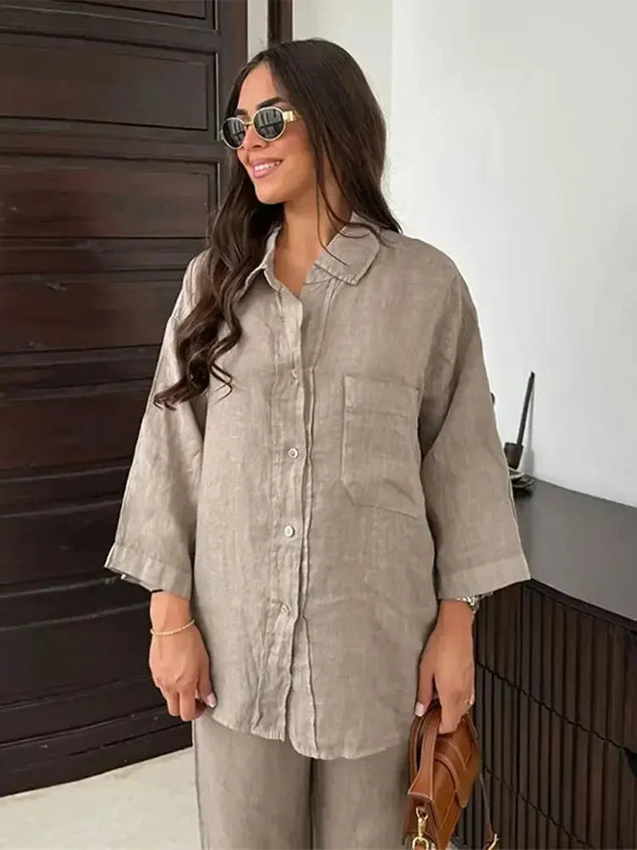Aavya | Ensemble en lin décontracté avec un design confortable et léger pour femmes