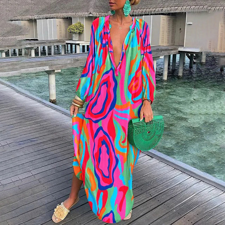 Gisele | Robe Kaftan Bohème de Plage en Chiffon Fluide pour Femme
