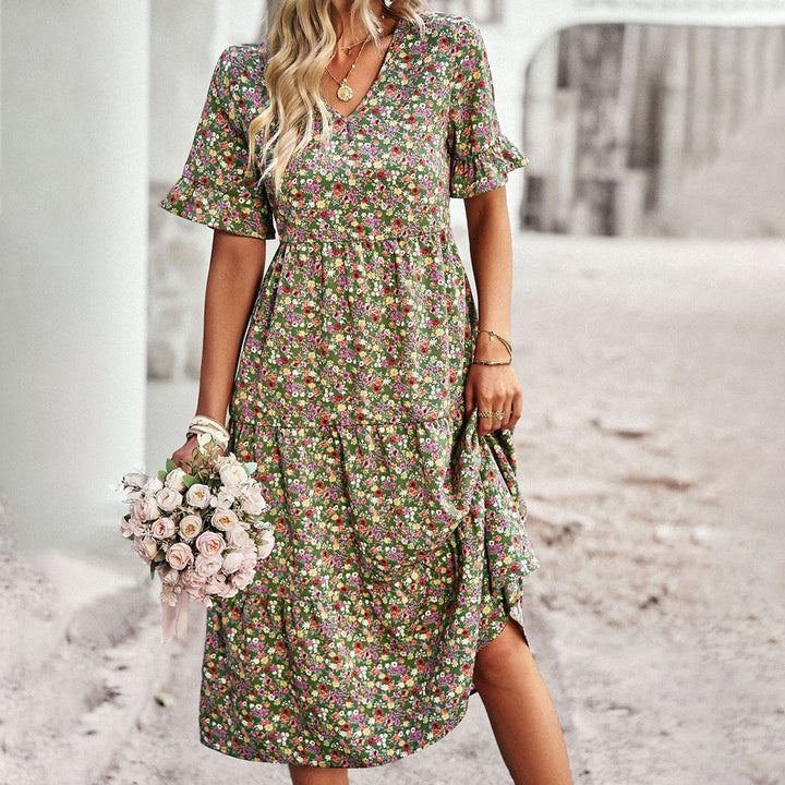 Dasha | Robe Midi Bohème à Fleurs pour Femmes