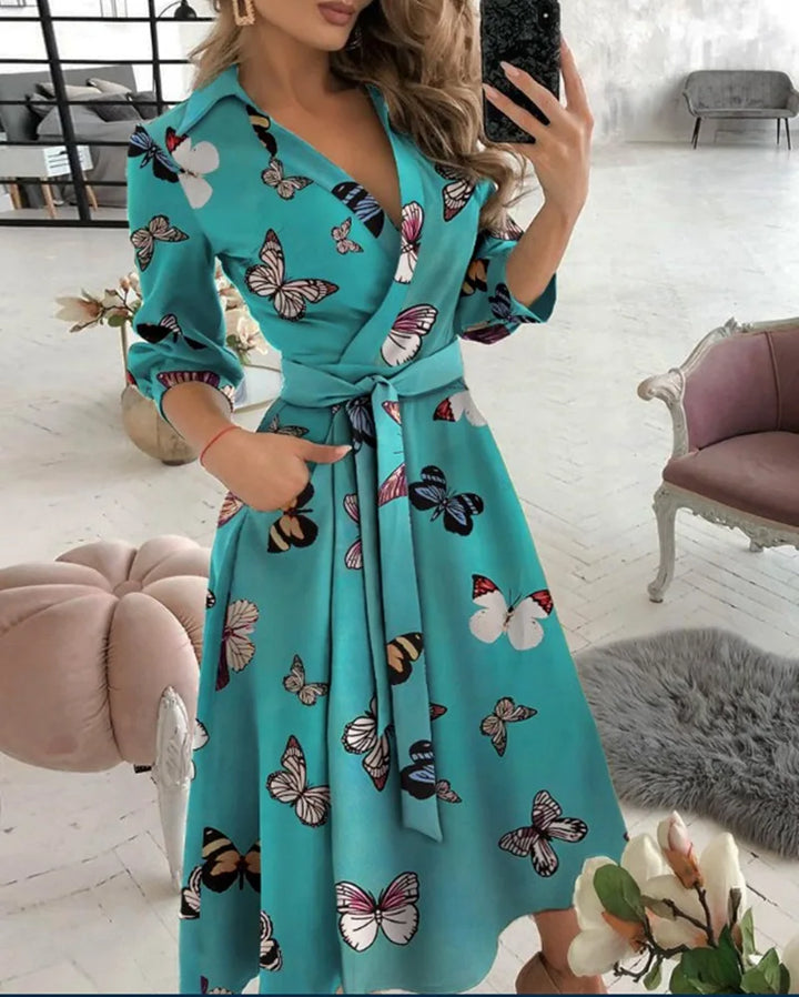 Raelynn | Robe Portefeuille Élégante à Silhouette Fluide pour Femme