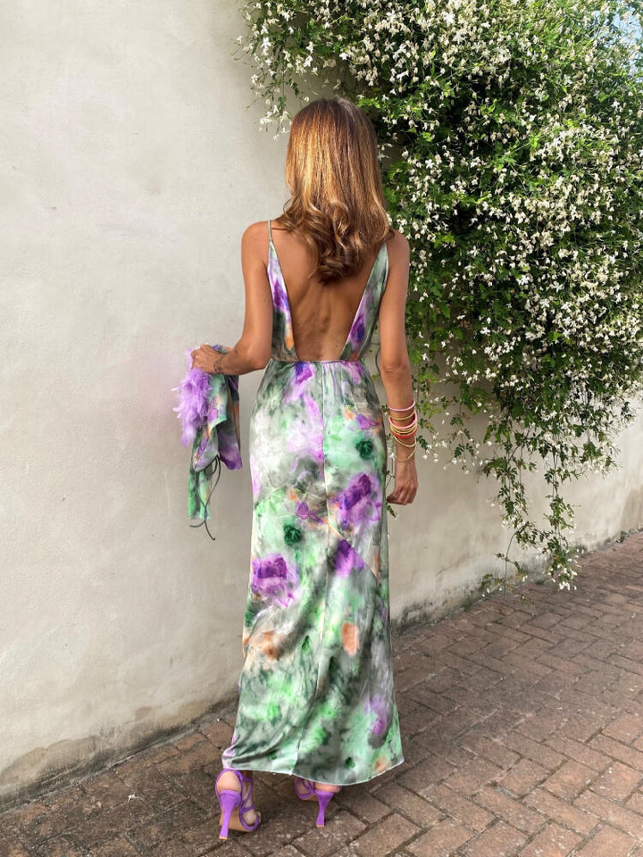 Jenna | Maxi robe halo-dyed stylée avec dos ouvert pour femmes
